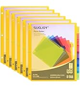 SUQJOY 8-Tab Dividers for 3 Ring Binder, 48 Count Binder Dividers with Pockets, Subject Dividers,...