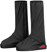 iCreek Waterproof Shoe Covers Reflective Rain Boot Foldable Non-Slip Protective Overshoes for Rai...