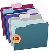 Jyusmile 120 Packs File Folders - Colored File Folders Letter Size, 1/3 Cut Tab File Folder for D...