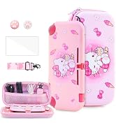 HYPERCASE Pink Switch Lite Carrying Case of Hello Kitty, Cute Accessories Bundle Kit for Travel P...
