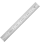 PEC Tools 6 Inch Ruler, High-Carbon Steel, 1/25" Thick X 3/4" Wide, Satin Chrome Finish Tempered ...