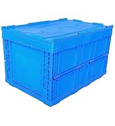 DJC Supply Collapsible 35 Liter Heavy Duty Storage Bin / Foldable & Stackable Utility Crate With ...