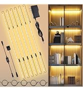 JUSJUBR Shelf Lights, 6 PCS 20 Inch Dimmable Flexible COB LED Light Strips, Warm White 3000K, LED...