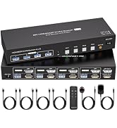 ATLAHET Dual Monitor KVM Switch HDMI+Displayport 4 Computers 2 Monitors 8K@60Hz 4K@120Hz 4 Port K...