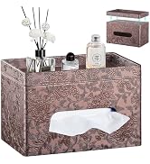 YAPISHI Large Tissue Box Cover Rectangle with Tray Storage, PU Leather Facial Tissue Holder, Fits...