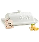 YHOJOY Butter Dish with Lid for Countertop, Ceramic Butter Dish with Knob Handle, Large Butter Ho...