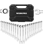 WORKPRO 22-Piece Ratcheting Combination Wrench Set, 72 Teeth, Combo Ratchet Wrenches Set with Org...