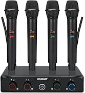 MELONARE 4-Channel Wireless Microphone System, UHF Compact Cordless Mic Set w/ 4x10 Frequencies, ...