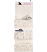 FEILANDUO Over The Door Organizer Boho Macrame Closet Organizers and Storage with 3 Large Woven P...