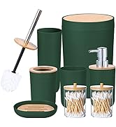 iMucci 8PCS Hunter Green Bathroom Accessories Set with Trash Can Toothbrush Holder Soap Dispenser...