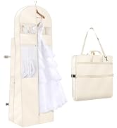 KEEGH 72 in Wedding Dress Garment Bag Luxury Plaid Dress Bag, Beige | Tri-Fold Bridal Dress Bag, ...