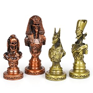 Large Egyptian Metal Chess Set for Adults