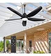 ZYD 52" Outdoor Ceiling Fan with Lights, Indoor/Outdoor Ceiling Fan for Living Room Patio, Ceilin...