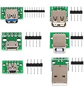 MakerHawk 6pcs USB to DIP Adapter Converter, Mini USB Female, Micro USB Female, 2.54mm 4p USB Mal...