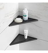Neodrain 10 Inch Matte Black bathroom corner Wall Shelf Set of 2, Floating Corner Shelves for Wall