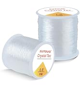 SUTOUG Elastic String for Bracelets, 2 Rolls 0.8mm and 1.0mm Crystal Elastic Cord for Bracelet Be...
