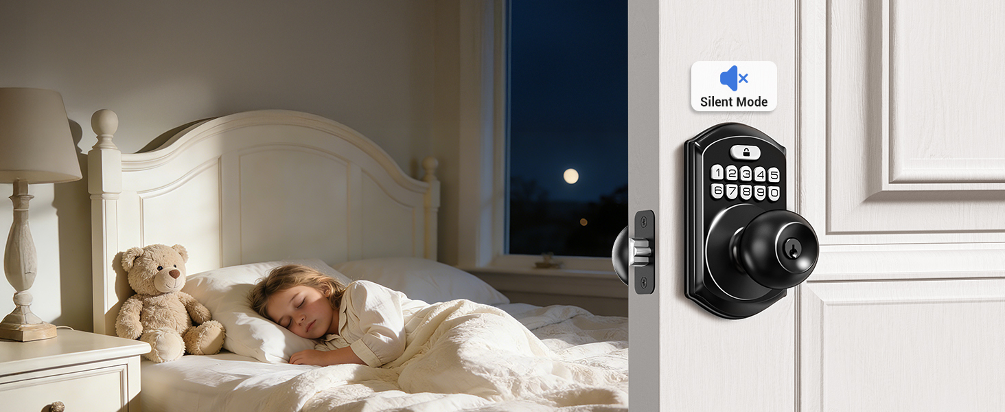 Silent Mode mutes the lock’s beeps, letting you lock/unlock quietly without disturbing others.