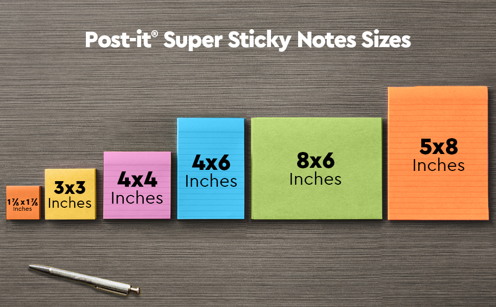 Super Sticky Size Chart