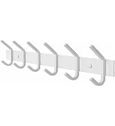 SAYONEYES White Coat Rack Wall Mount – 17 Inch Stainless Steel Hook Rail with 6 Heavy Duty Double...