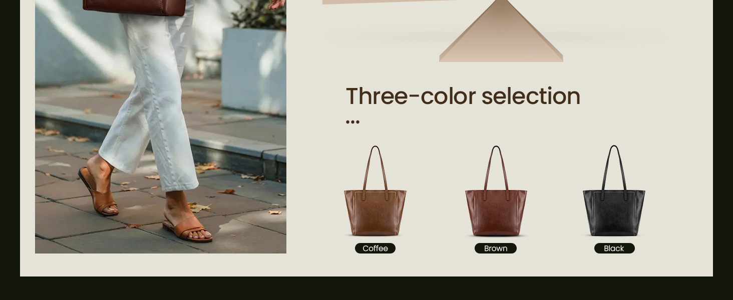 genuine leather tote with zipper