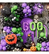Adeyoo Halloween Balloon Garland Arch Kit, Purple Green Black Balloons | 131 Pcs Halloween Balloo...
