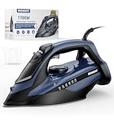 IRONDAY Steam Iron for Clothes Fast Heating, 1700W Iron Precision with Thermostat Dial, Ceramic S...