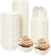 qiqee 500pcs White Square Cupcake Liners Muffin Linner No Smell, Food Grade Baking Cups(Standard ...