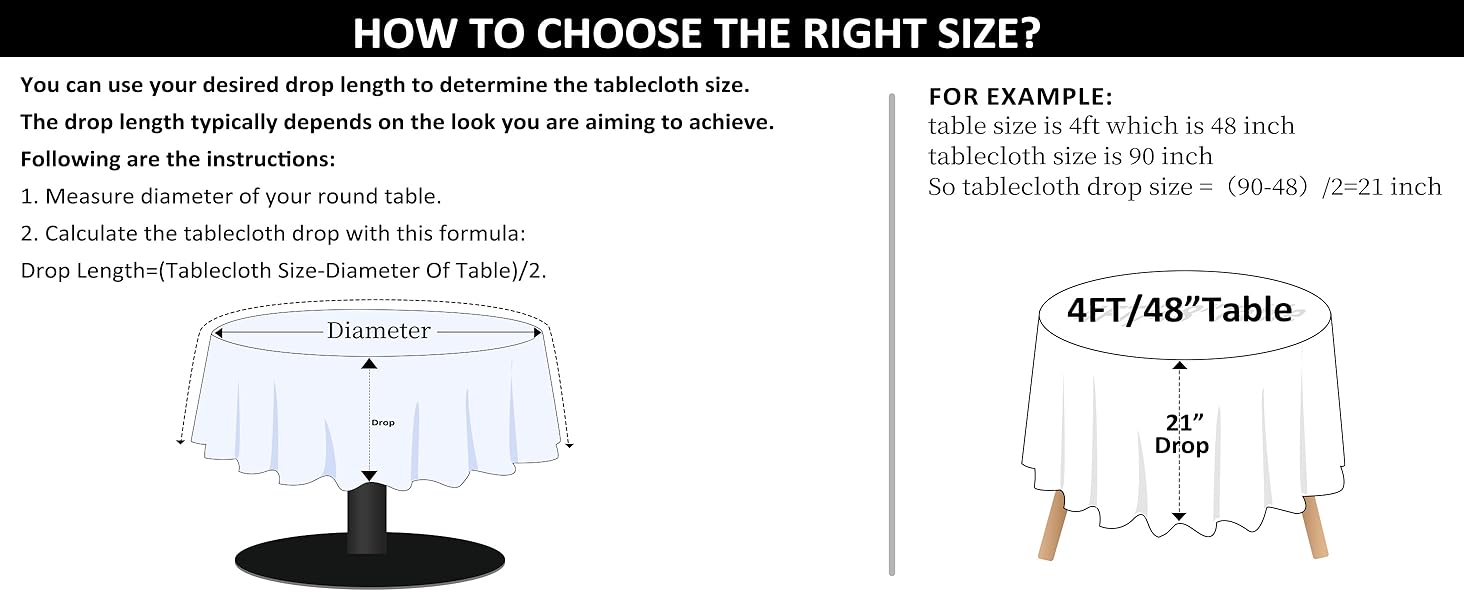 round tablecloth black size chart tu
