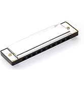 10 Holes 20 Tones Diatonic Harmonica Key of C with Blue Case,Rock w Case Stainless Steel Silver C...
