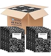Emraw Composition Notebooks Bulk, Wide Ruled Writing Journals in Bulk, Marble Style Hard Cover Co...