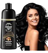 lorpon Black Hair Dye Shampoo – 3 in 1 Semi Permanent Hair Color for Gray Coverage, Natural Black...