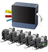 Label Maker Machine with 5PK Clear 24mm Tape, Rechargeable Label Maker Waterproof-Labels, Wireles...