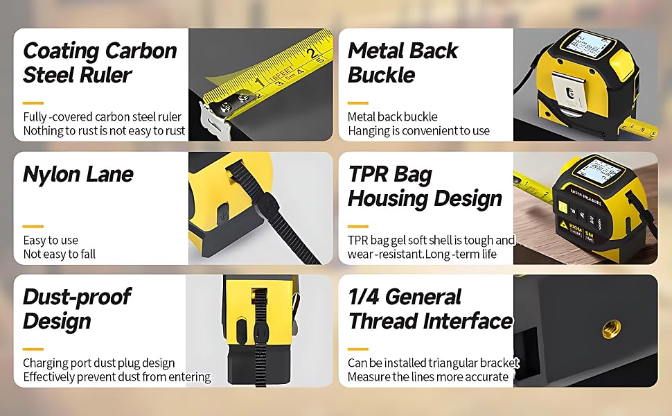 Durable & Feature-Packed with Carbon Steel Ruler, Metal Buckle, & Dust-Proof Design