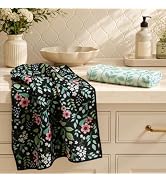 Homaxy Waffle Kitchen Tea Towels-2 Pack, 16" x 28", Greenery & Bloom | Ultra-Absorbent,Microfiber...