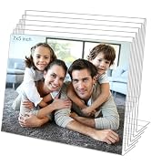 Bolidery 5x7 Acrylic Picture Frames, Set Of 6 Clear Acrylic Frameless Gift for Desktop Display, S...