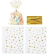 Aegero 120 Pcs Christmas Cellophane Treat Bags, Xmas Gift Candy Goodies Bags with 140 Pcs Twists ...