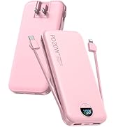 Portable Charger, 10000mAh PD20W Fast Charging Power Bank with Built-in Cables & Wall Plug, Exter...