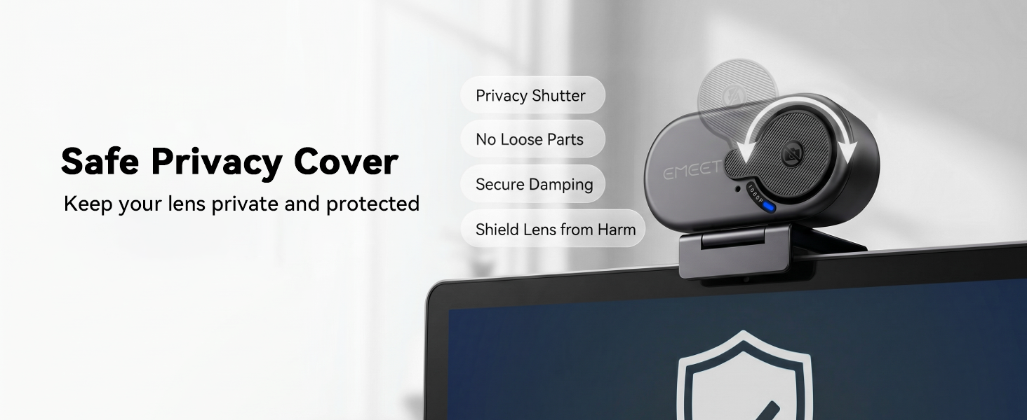 C100 PC Camera with a privacy lens shutter provides physical protection