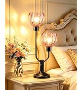 TECHYAP Flower Mid Century Modern Table Lamp for Living Room Dimmable Gift | Nightstand Lamp Pink...