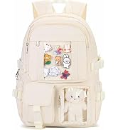 PRLINJSK Kawaii Backpack for Teen Girls | Cute Aesthetic High Middle School College Bookbag with ...