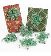 HUIHUANG Green Curly Bows for Gift Wrapping Self Adhesive Metallic Green Bows for Christmas Burst...