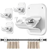 No Drill Curtain Rod Brackets - 20LB, 4 Pack Self Adhesive Curtain Rod Holder, Peel and Stick Wal...