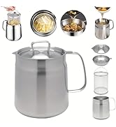 Sonhomay Deep Fryer Set Oil Storage with Basket, 2L Stainless Steel Oil Filter Pot, Bacon Grease ...