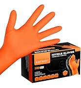 ENPOINT 100 PCS 10 Mil Chemical Resistant Orange Nitrile Gloves