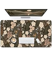 Aesthetic Desk Mat, Cute Wild Rose Desk Pad Protector for Work & Decor, 31.5" x 11.8", Pretty Non...
