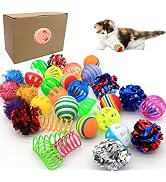 LASOCUHOO Cat Toys, Kitten Cat Ball Toys Assortments, Including Rainbow Ball, Crinkle Ball, Spark...