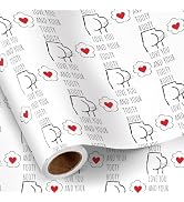 RUSPEPA Funny Valentine's Day Wrapping Paper Roll, Mini Roll, Love You and Your Tooty Booty Gag G...