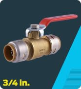 SharkBite Max 3/4 x 1/2 in PTC Reducing Ball Valve, Push-to-Connect Brass Water Shut-Off Plumbing...