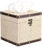 Hoowen Tissue Box Cover Square, Retro Wood Tissue Holders for Bathroom Office Counter, Decorative...