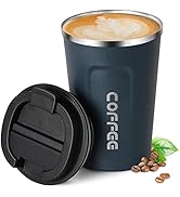 Smilatte 12oz (380ml) Vacuum Insulated Coffee Travel Mug, Leak proof Double Wall Stainless Steel ...